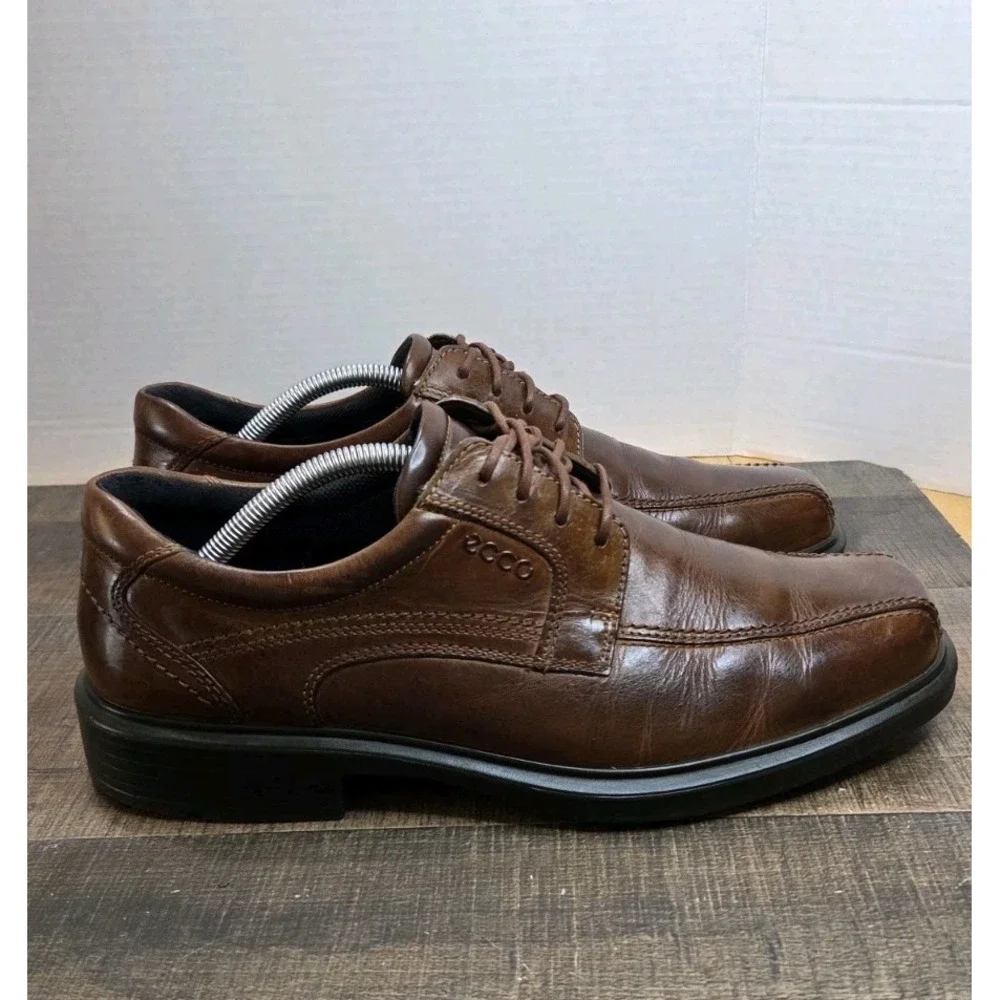 ECCO Mens Helsinki Bicycle Toe Tie Cocoa Brown Leather Oxfords Eur 43 US 9--10.5